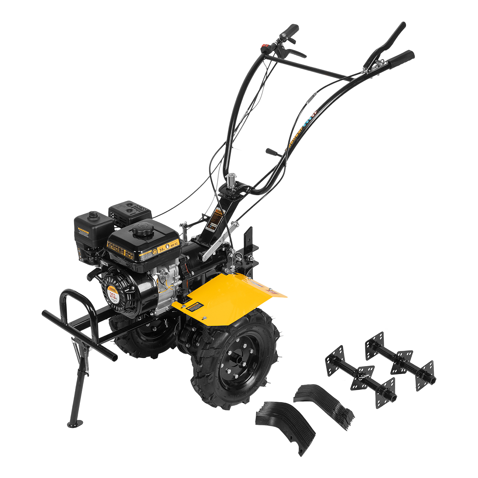 Мотоблок DPT-270X, 7 л.с., диск.сцеп, шир 90 см, глуб 35 см,фрез 3х4,ВОМ,скор 2В/1Н,кол 8" Denzel (56433)