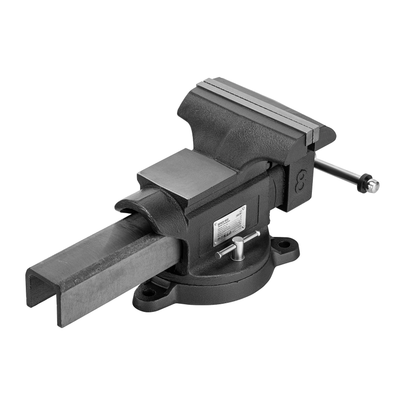 Тиски слесарные BVH-200, 200 мм, поворотные, стальная направляющая, с наковальней //Denzel (18686)