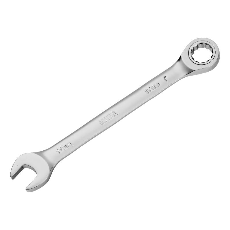 Набор ключей комбинированных трещоточных 6-17 мм, 6 шт., CrV, матовый хром Denzel (14720)