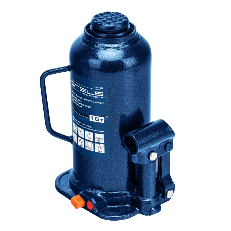 Домкрат гидравлический бутылочный, 16 т, h подъема 227-457 мм Stels (51168)