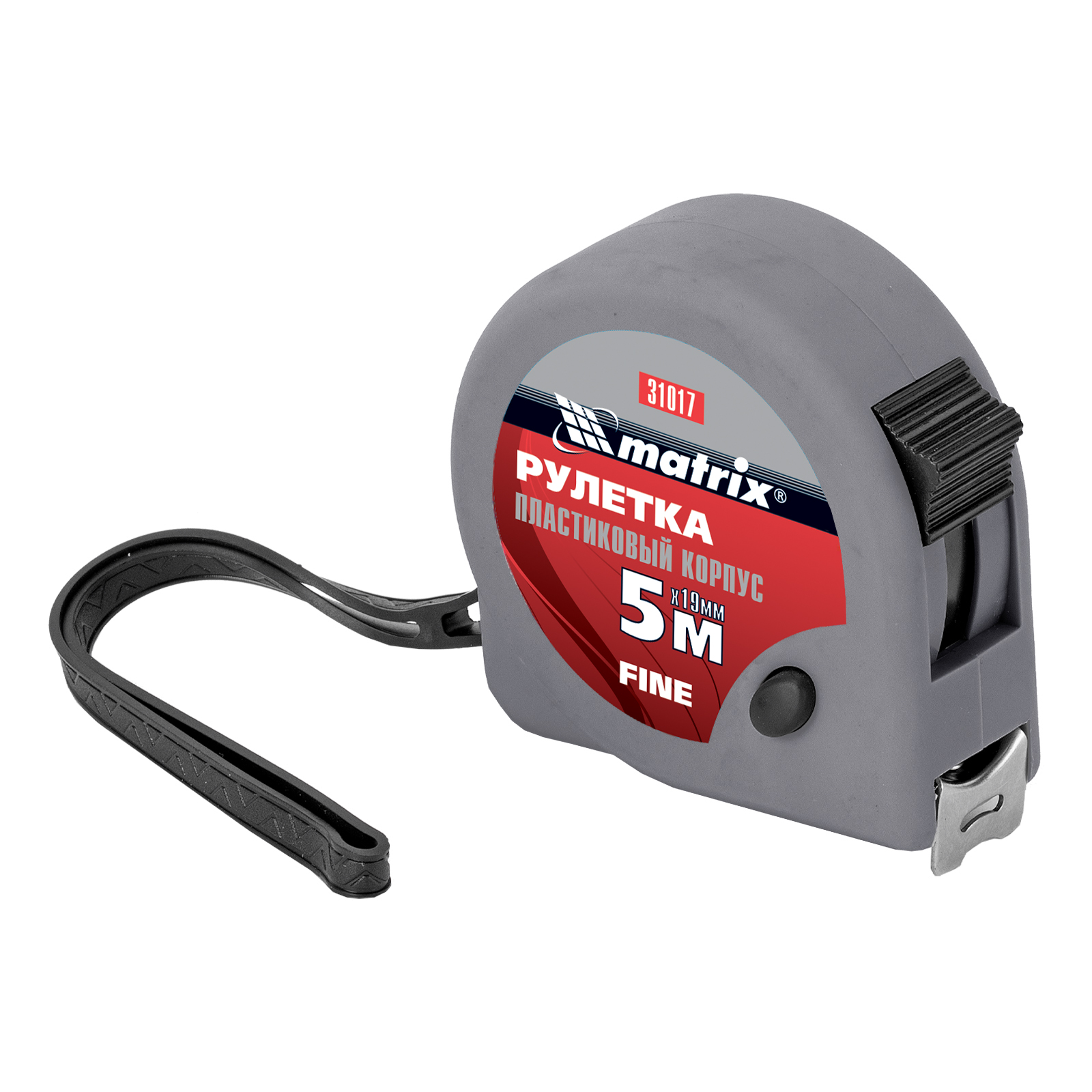 Рулетка Fine,5 м х 19 мм,пластиковый корпус Matrix (31017)