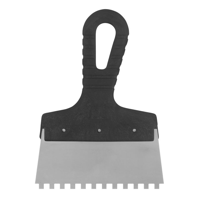 Шпатель из нержавеющей стали, 150 мм, зуб 6 х 6 мм, пластмассовая ручка Сибртех (85459)