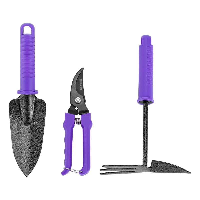 Набор садового инструмента с секатором, пластиковые рукоятки, 3 предмета, STANDARD Palisad (629048)