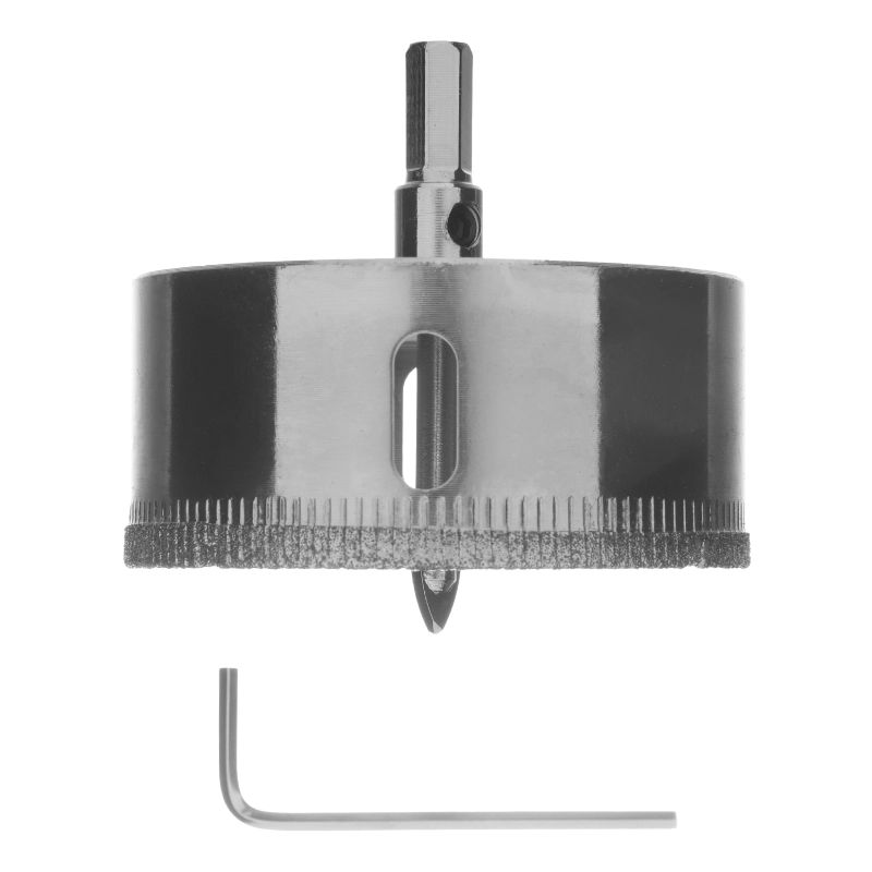 Сверло по керамической плитке и стеклу, 65 х 55 мм, шестигранный хвостовик, с центрующим сверлом Сибртех (72725)