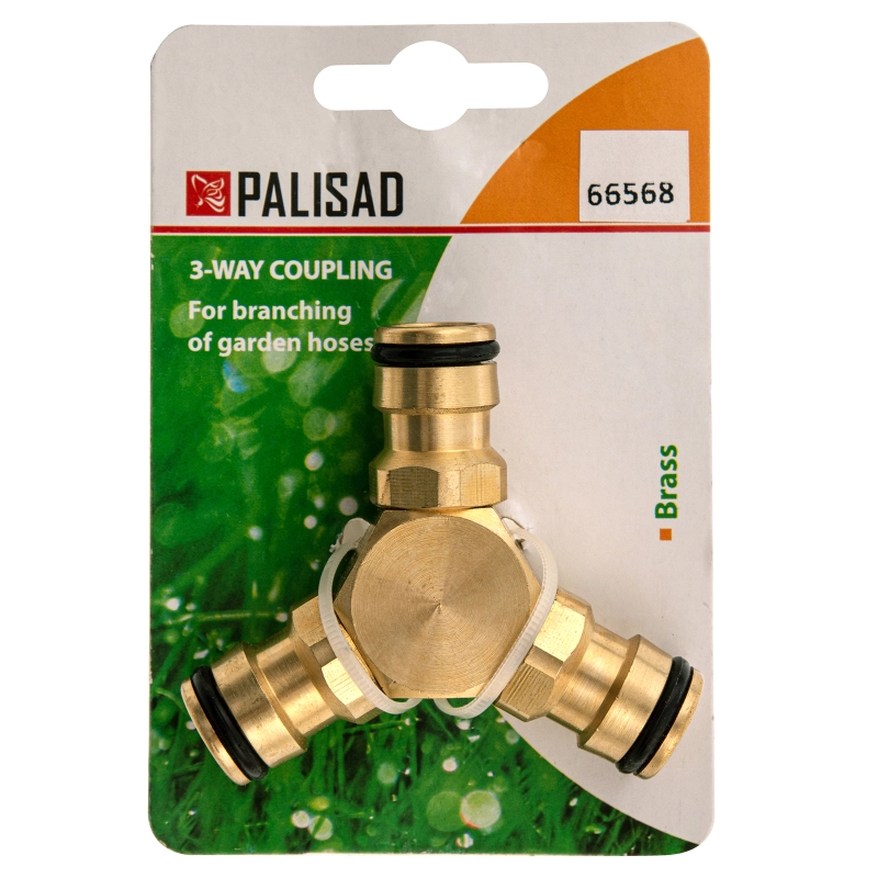 Тройник для разветвления или соединения, штуцерный, латунный Palisad (66568)
