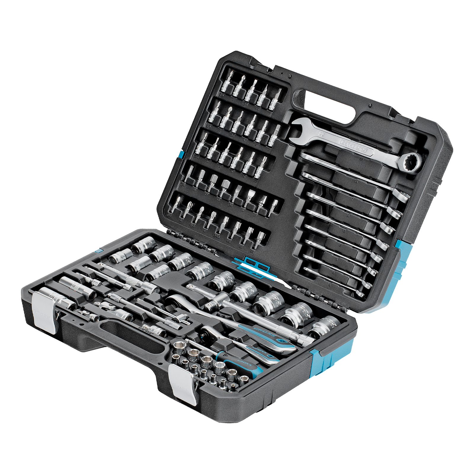 Набор инструментов, 1/4", 1/2", CrV, 120 зубьев, 82 предмета Gross (14149)