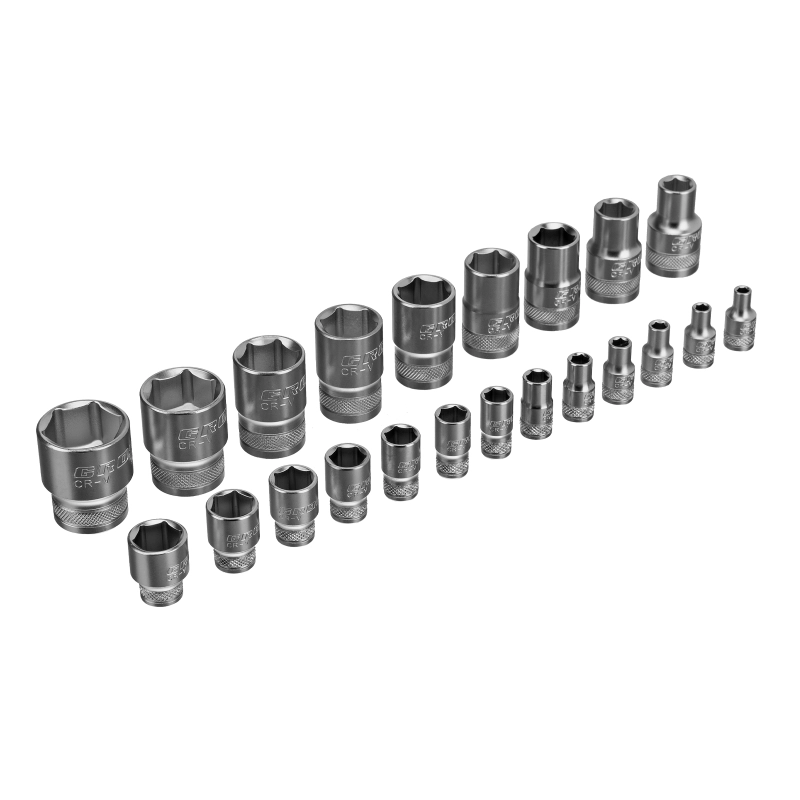 Набор торцевых головок, трещотка 120 зубьев, 1/2", 1/4", CrV, 41 предмет Gross (14143)