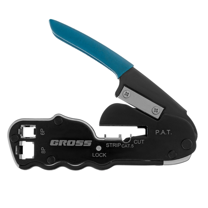 Клещи для обжима телефонных и компьютерных клемм RJ45, 8P и RJ11/12, 6P, компактный размер, CAT5 Gross (17723)