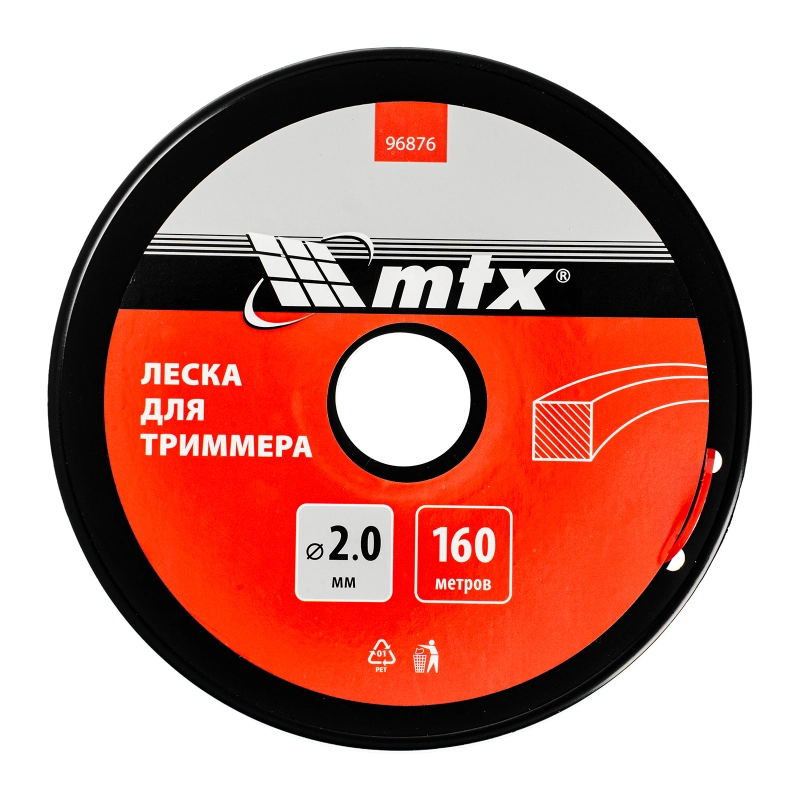 Леска для триммера квадрат 2,0 мм х 160 м, на катушке MTX (96876)