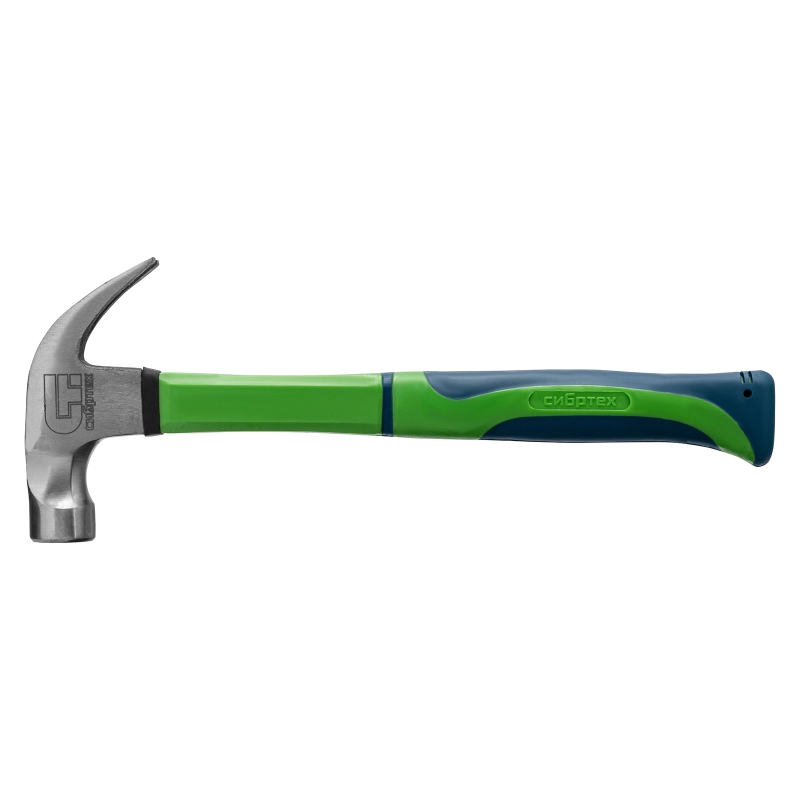 Молоток-гвоздодер, 450 г, с магнитом, фибергласовая обрезиненная рукоятка Сибртех (10441)