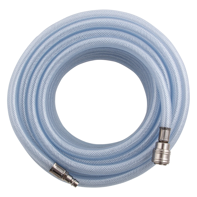 Шланг пневматический ПВХ, 10 x 16 мм, 18 бар, армированный, прозрачный, быстросъемное соединение, 15 м Stels (57025)