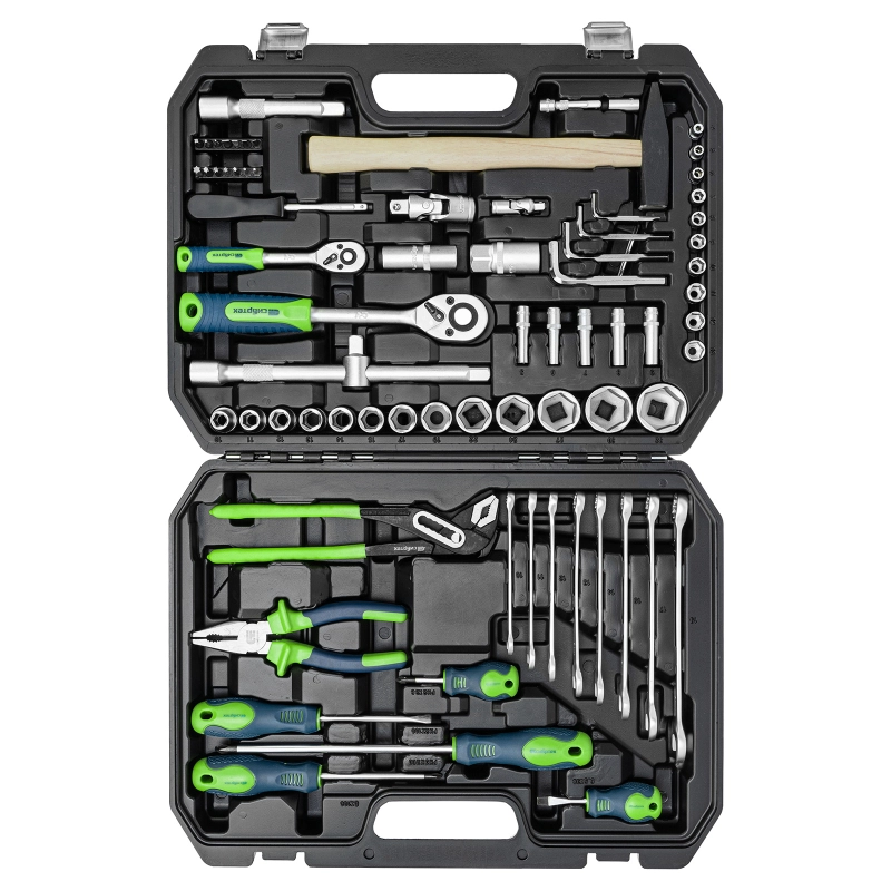 Набор инструментов, 1/2", 1/4", пластиковый кейс 76 предметов Сибртех (13394)