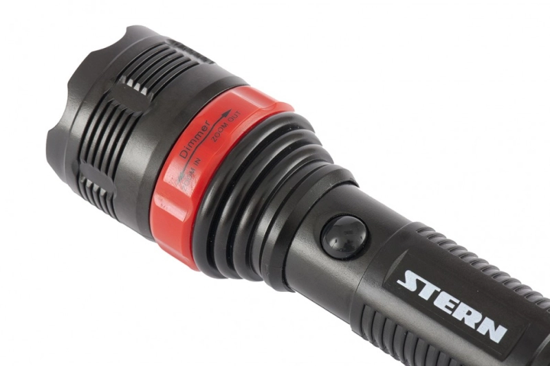 Фонарь бытовой, пластик, 3 W Led, ремешок, зум, 3 режима 100%-50%-строб, 3 х ААА Stern (90572)