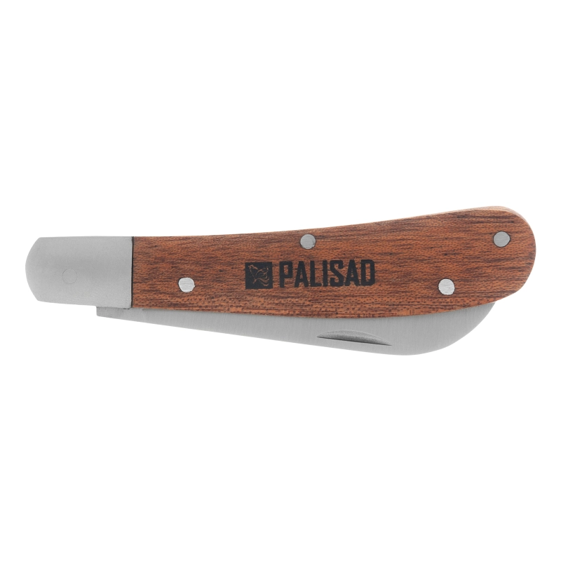 Нож садовый складной, прямое лезвие, 173 мм, деревянная рукоятка Palisad (790038)