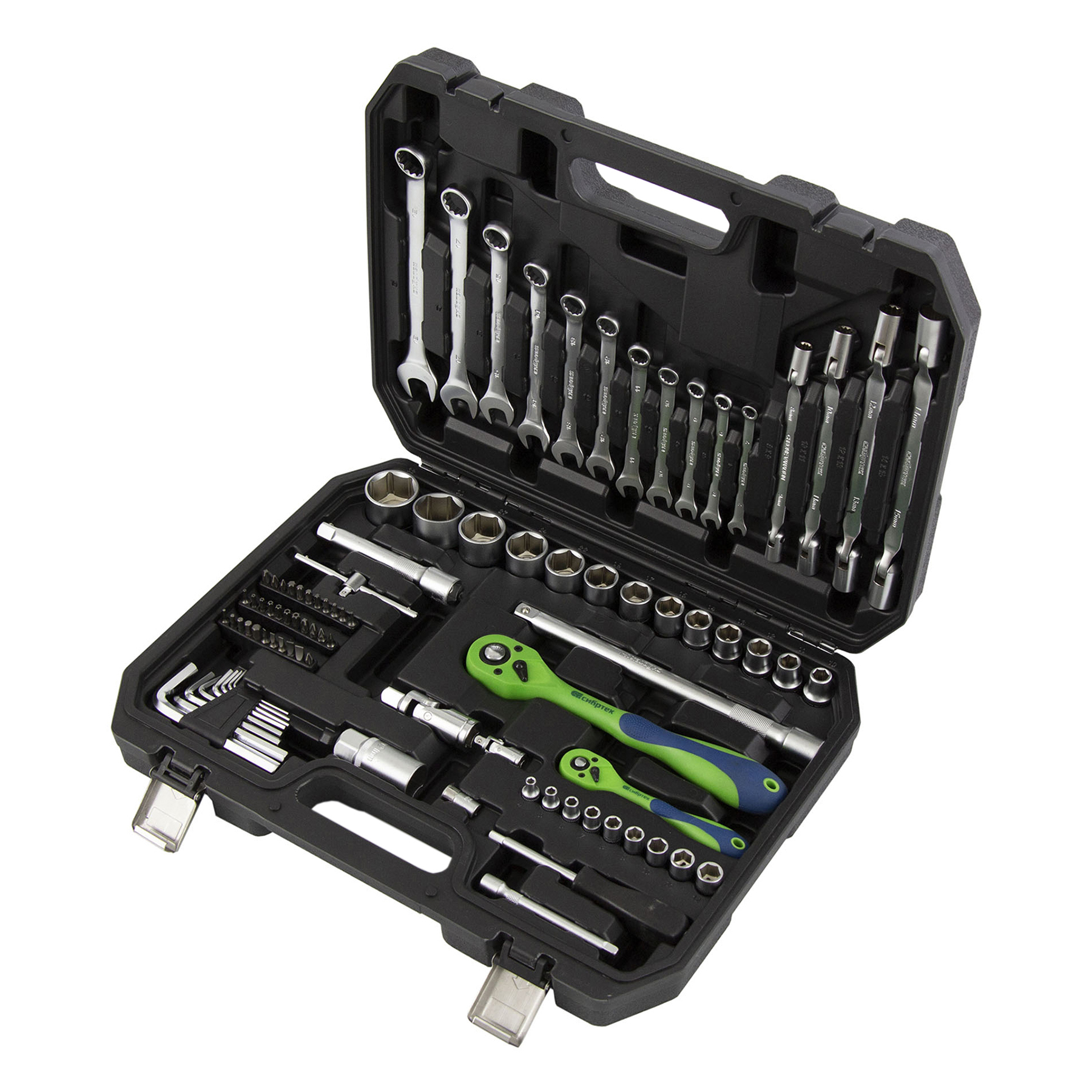 Набор инструментов 89 предметов, CrV 1/2", 1/4" Сибртех (13529)