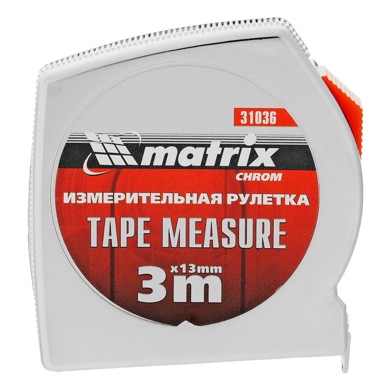 Рулетка Chrom,3 м x 13 мм,хромированный корпус Matrix (31036)
