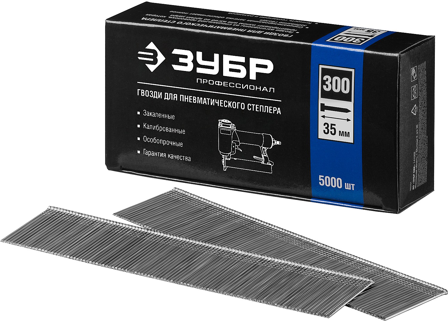 ЗУБР тип 18GA (47/300/F) 35 мм, 5000 шт, гвозди для нейлера, Профессионал (31830-35)