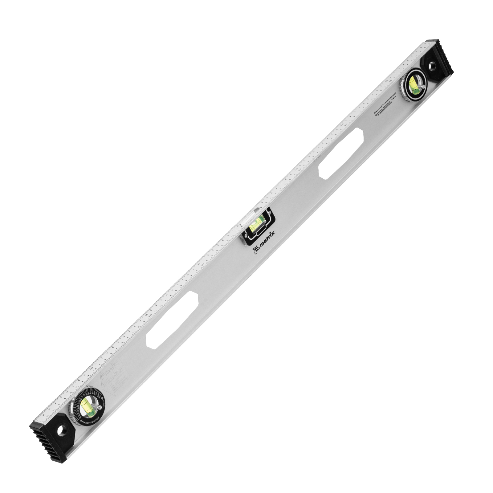 Уровень алюминиевый "Рельс", 800 мм, 3 глазка (1 поворотный) Matrix (34026)