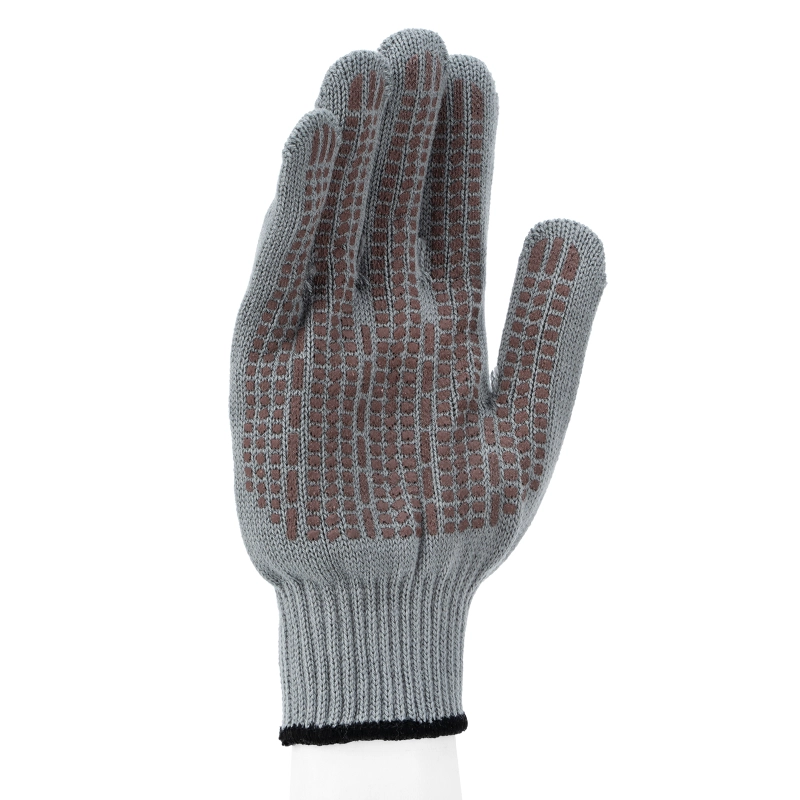 Перчатки трикотажные, акрил, ПВХ гель, "Протектор", серая туча, оверлок Сибртех (68662)