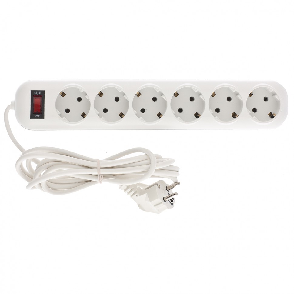 Удлинитель бытовой серия EF, с заземлением и выключателем, 2 м, 6 розеток, 10 A Stern (95780)