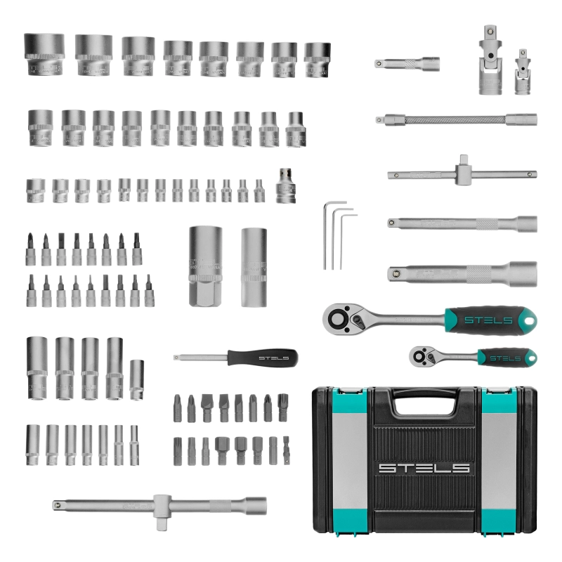 Набор инструментов, 1/2", 1/4", CrV, пластиковый кейс 94 предмета Stels (14106)