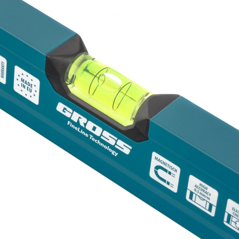 Уровень алюминиевый, 800 мм, магнит, 2 глазка, Magnetisch Gross (33712)