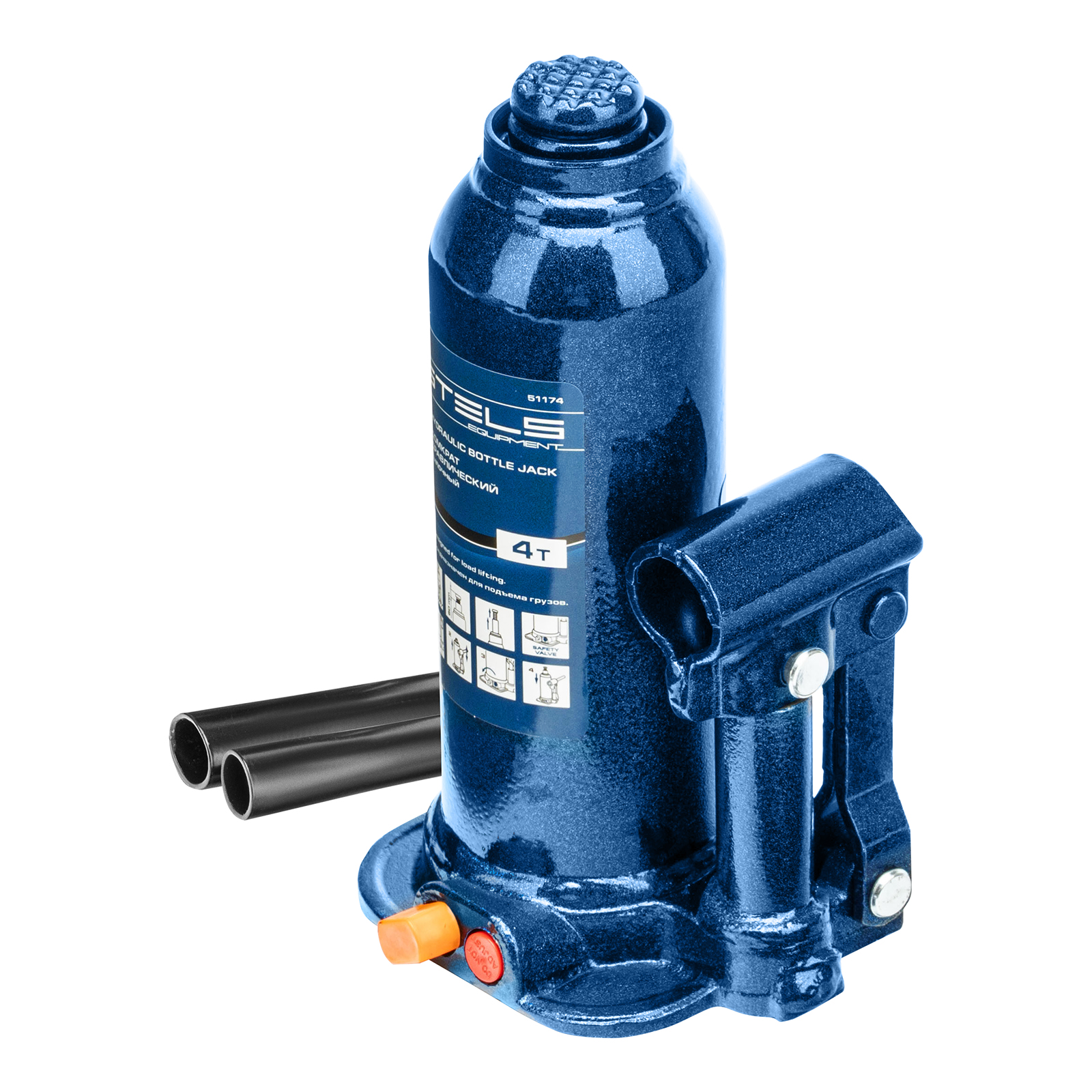 Домкрат гидравлический бутылочный, 4 т, h подъема 188-363 мм, в пластиковом кейсе Stels (51174)