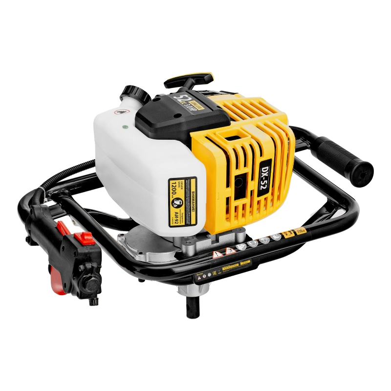 Мотобур DX-52, объем двигателя 52 см3, соединение 20 мм, без шнека Denzel (56001)