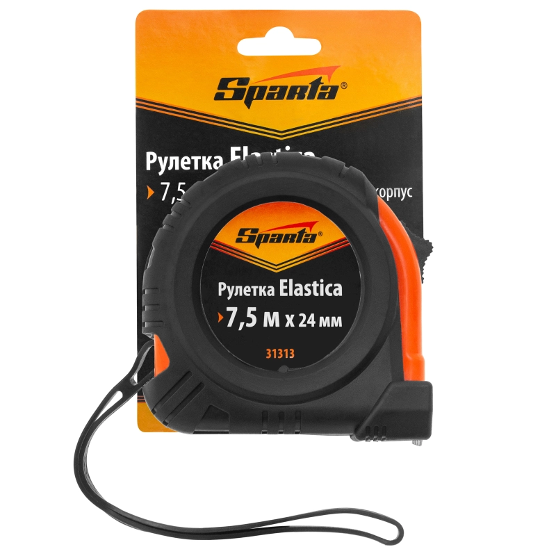 Рулетка Elastica,7,5 м х 24 мм,обрезиненный корпус Sparta (31313)