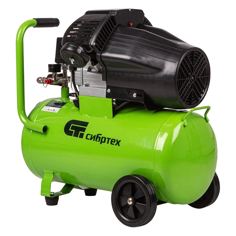 Компрессор воздушный КК-2200/50, 2.2 кВт, 350 л/мин, 50 л, прямой привод, масляный Сибртех (58040)