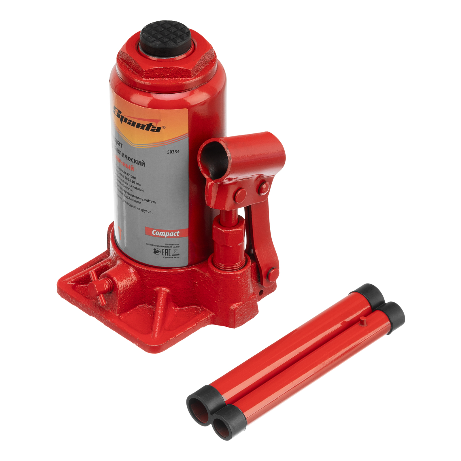 Домкрат гидравлический бутылочный 8 т, h подъема 180-350 мм Sparta Compact (50334)
