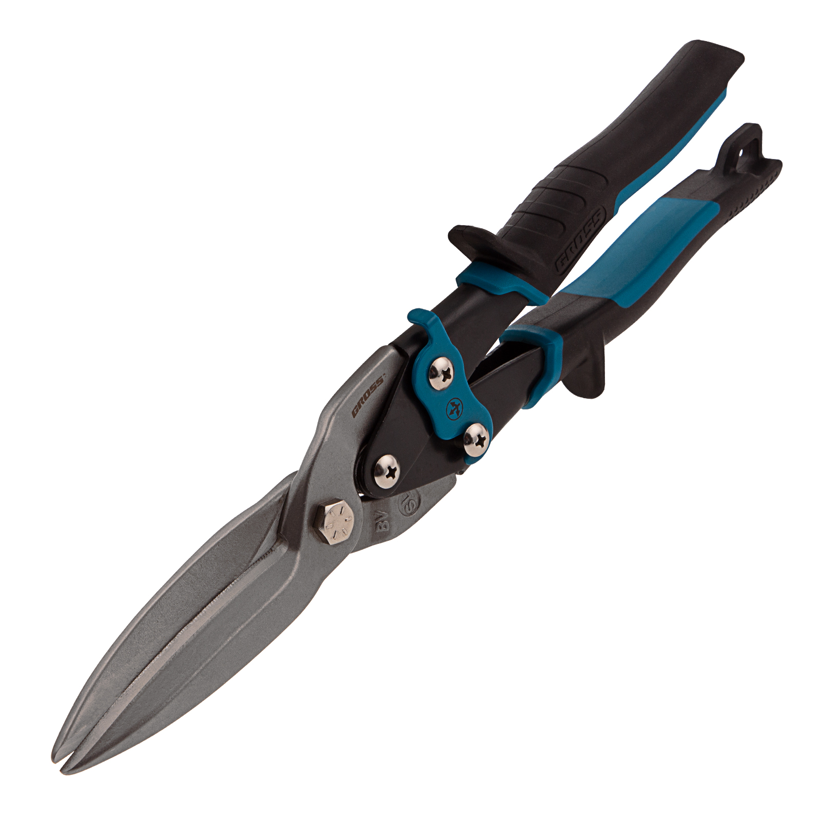 Ножницы по металлу "Piranha", 270 мм, прямой проходной рез, сталь СrMo, двухкомпонентные рукоятки Gross (78329)