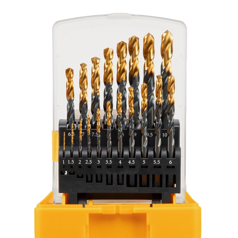 Набор сверл по металлу, 1-10 мм, HSS-Tin, Golden Tip, 19 шт Denzel (72321)