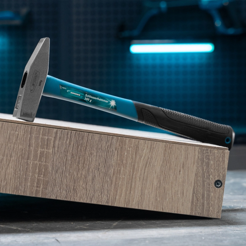 Молоток слесарный, 300 г, квадратный боек, фибергласовая обрезиненная рукоятка Gross (10273)