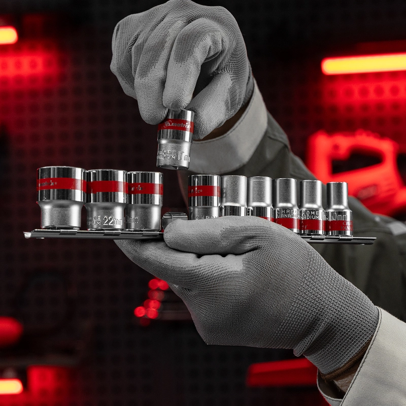 Набор торцевых головок, 1/2", 12 гранные, CrV, 10-24мм, 10 штук Matrix (13596)