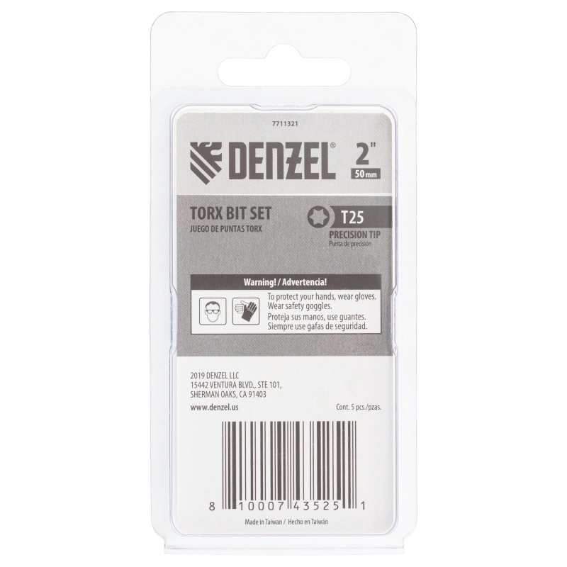 Бита T25x50, 5 шт. Denzel (7711321)
