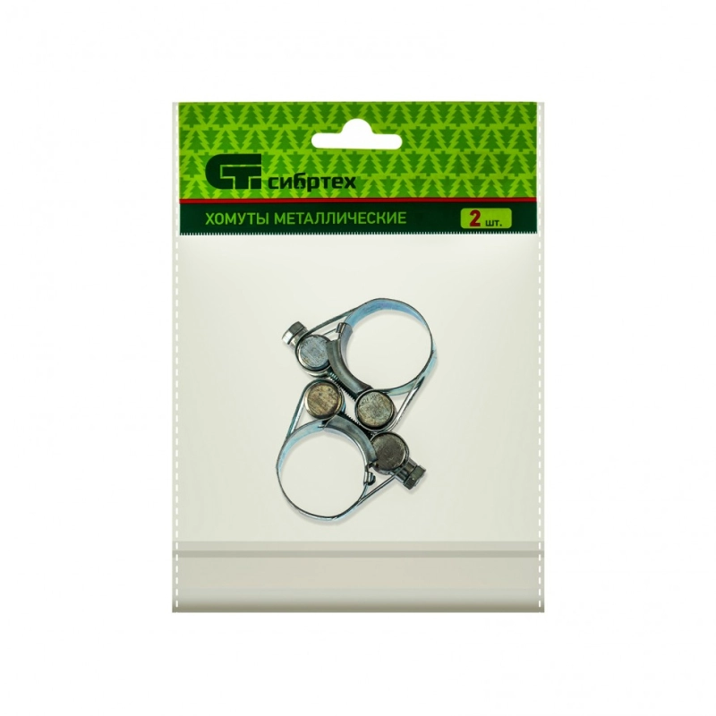 Хомуты металлические, силовые 23-25 мм, ширина 18 мм, шарнирный, W1, 2 шт Сибртех (47508)