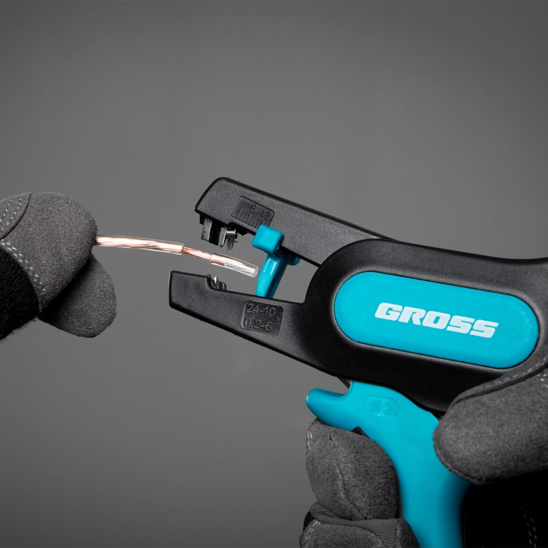 Щипцы для зачистки электропроводов 0.2-6 мм2 (10-24 AWG) лезвие: нержавеющая сталь Gross (17722)