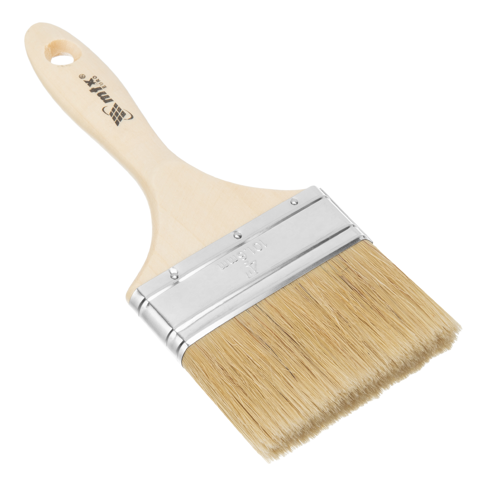 Кисть плоская "Евро" 4", натуральная щетина, деревянная ручка MTX (83057)