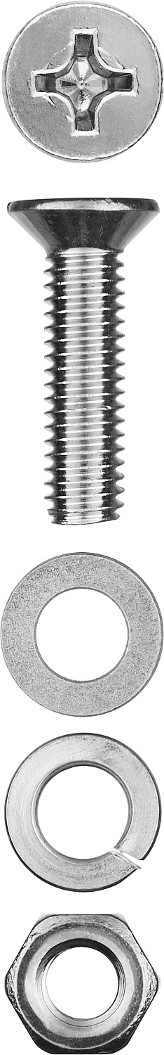 ЗУБР DIN 965, M6 х 30 мм, цинк, 10 шт, винт с гайкой и шайбами (303456-06-030)