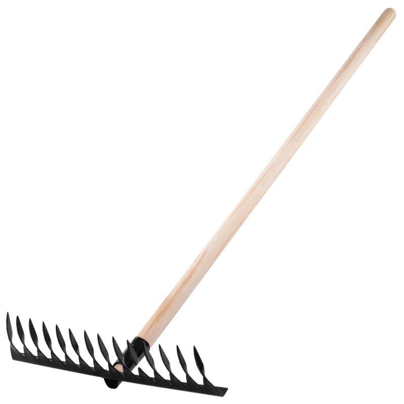 Грабли стальные, 350х1300 мм, 14 витых зубьев, деревянный черенок, Сибртех (61768)