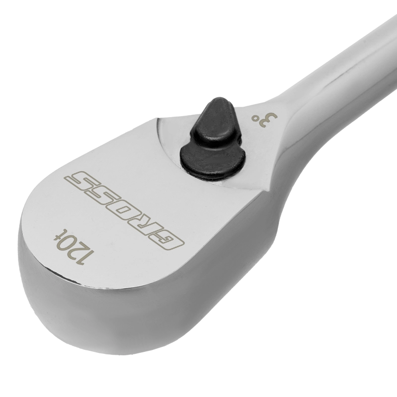 Ключ-трещотка 3/8", CrV, 120 зубьев, цельнометаллический, хром Gross (14051)