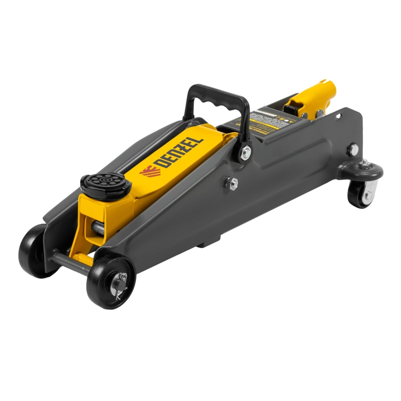 Домкрат гидравлический подкатной, 2 т, 135-385 мм, в пласт. кейсе Denzel (51231)