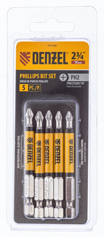 Набор бит, PH2x2х70 мм, 5 шт. Denzel (7711326)