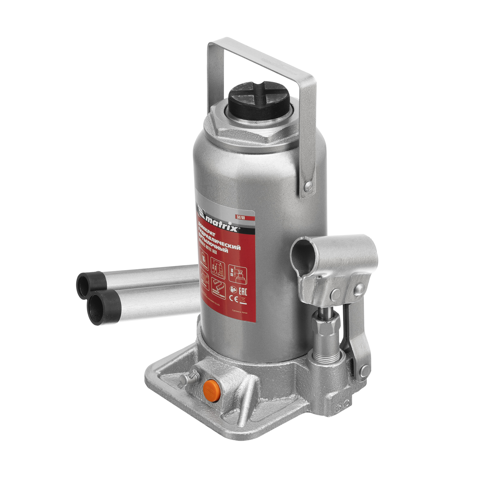 Домкрат гидравлический бутылочный, 16 т, h подъема 230-460 мм Matrix (50769)