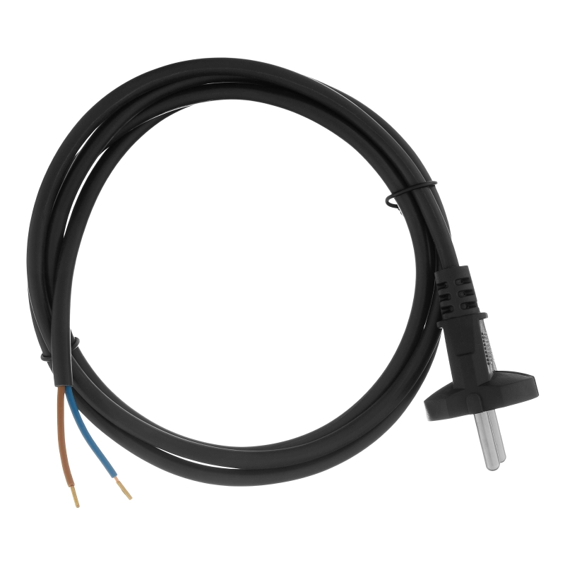 Шнур сетевой Energy Series, ПВС, 1,5 м, 2 x 1 мм, с неразборной вилкой, черный, Denzel (37661)