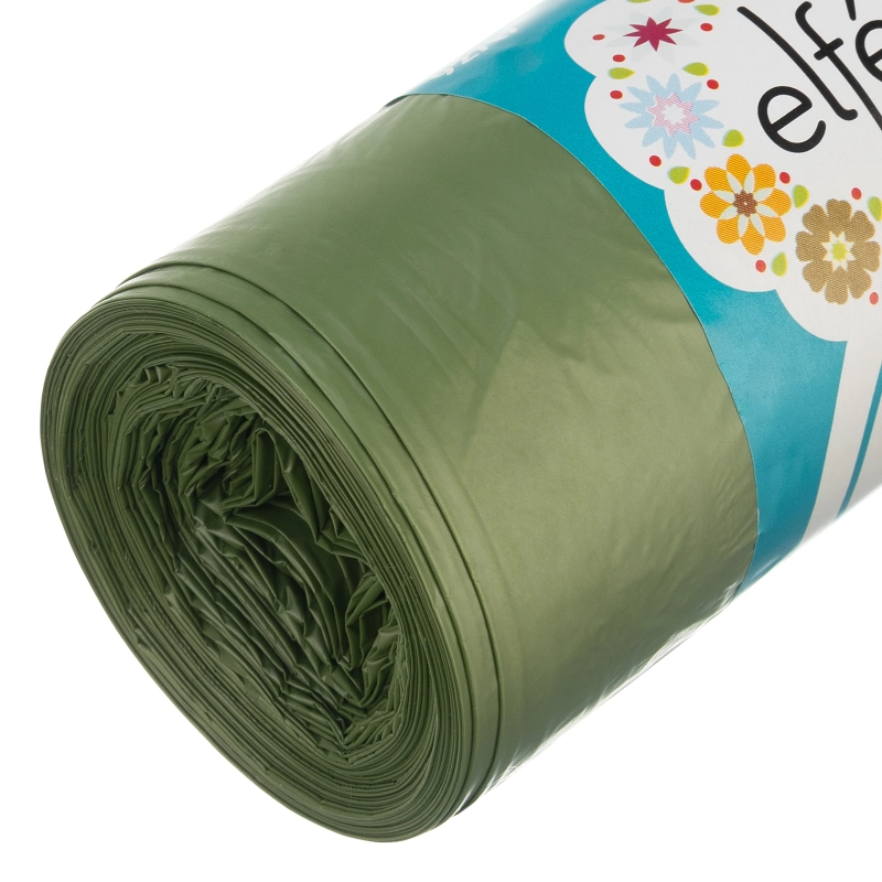 Пакеты для мусора с завязками 35 л х 15 шт, зеленые, Elfe (92717)