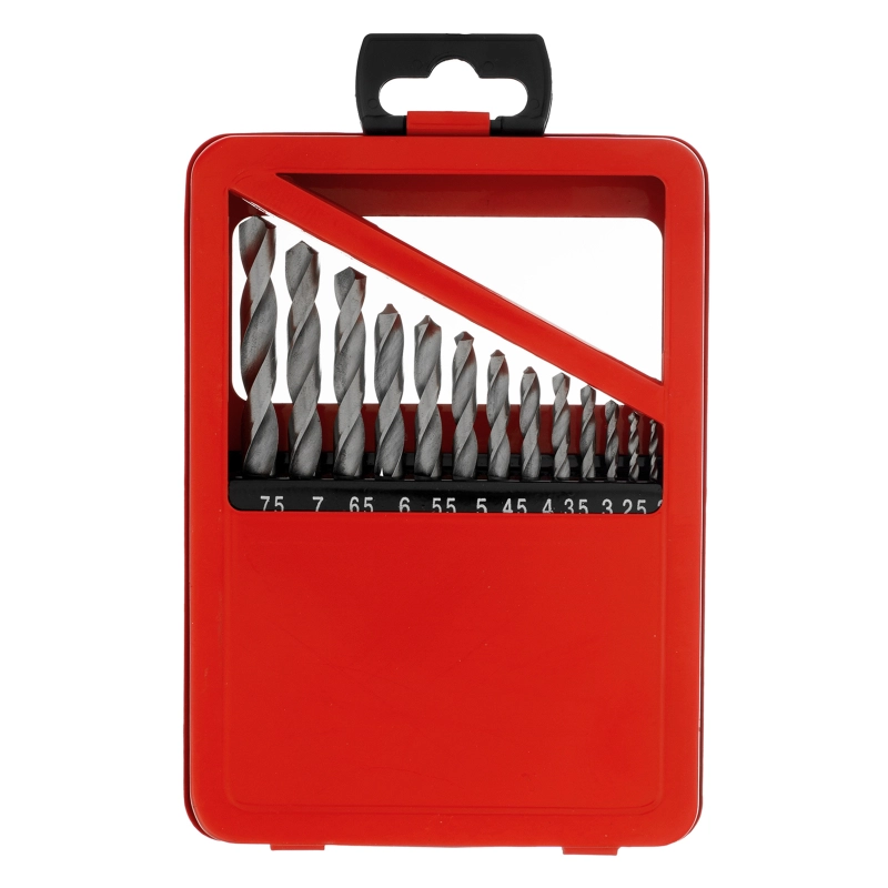 Набор сверл по металлу, 2-8 мм (через 0.5 мм) HSS 13 шт, металлическая коробка, цилиндрический хвостовик Matrix (72387)