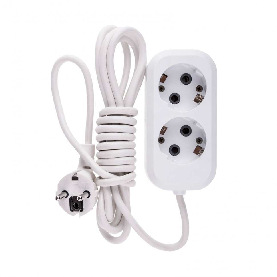 Удлинитель бытовой, серия УХз-10-203, с заземлением, 3 м, 2 розетки, 10 А Denzel (95961)