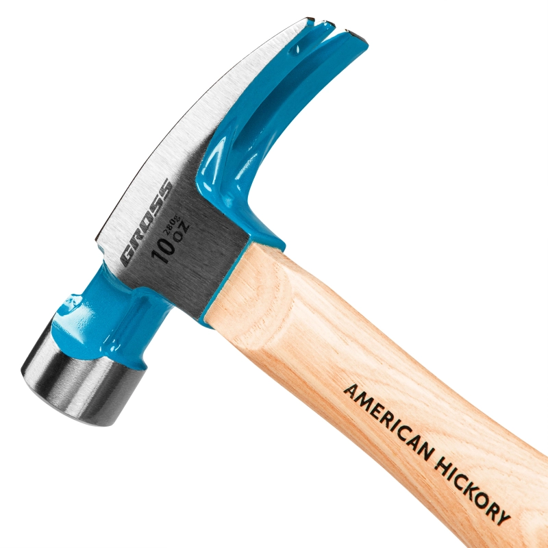 Молоток-гвоздодер, 280 г, угол 75, магнит, обрезиненная рукоятка American hickory GROSS (10417)